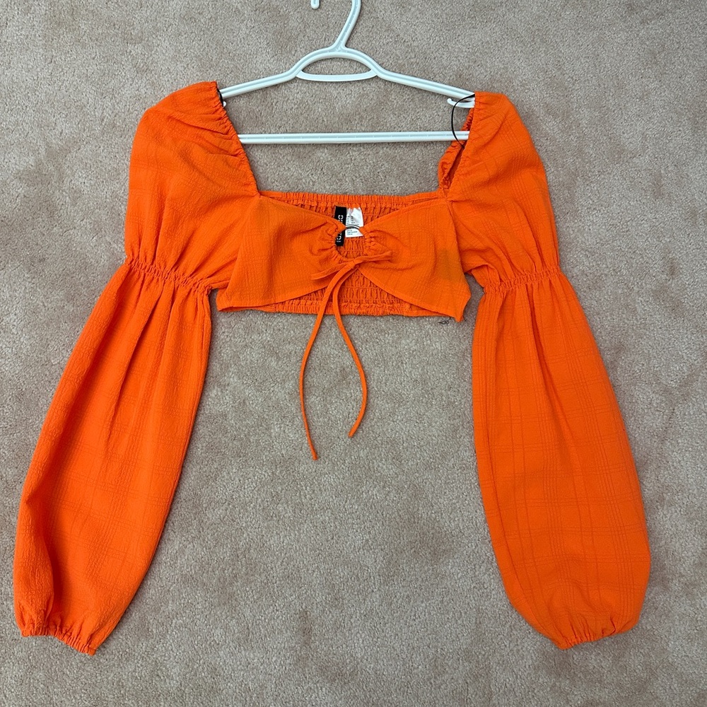 Urban Behavior Orange Crop Top with Bow Detail
